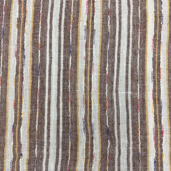 Other - Vtg Woven Textured Slub Striped Fabric Brown Cream Mustard 36.5x57 Multi-Color